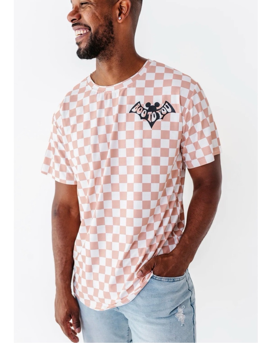 Made by Molly Halloween Men’s  Checker Tee Boo To You Graphic tshirt sz large